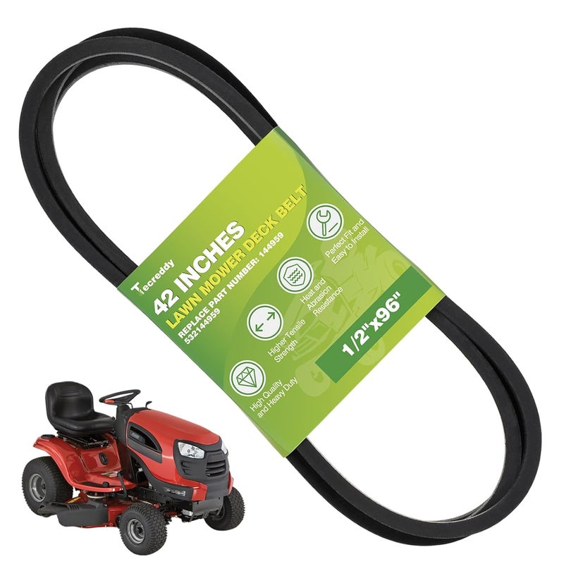 Tecreddy 144959 Deck Belt for Craftsman 532144959 LT1000 LT2000 LT3000 42 inch Riding Lawn Mower, Repalce for 130801 532138255 Husqvarna Sears, 1/2" X 96" - Image 1